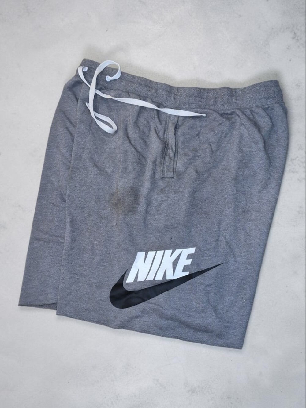 Nike Gray Drawstring Athletic Shorts with Black Swoosh